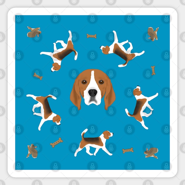 Beagle Bunch Magnet by childofthecorn